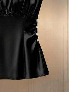 Franclia Elegantes gerafftes Damen-Camisole - Schwarz - Übersicht 4