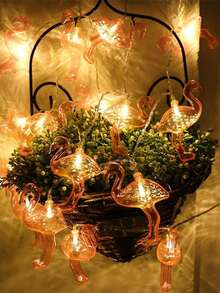 Pink Flamingo Lights, LED Flamingo String Lights Battery Operated Fairy Lights Outdoor Tropical Hawaiian Luau Party Wedding Birthday Decor,Christmas - Pink - View 6