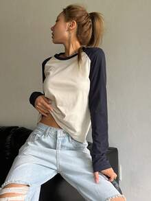 DAZY Colourblock Raglan Sleeve Tee - Multicolor - View 3