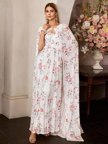 MOTF Soiréza FLORAL PRINTED STRAPLESS LONG DRESS, SUITABLE FOR FORMAL OCCASIONS - Multicolor - View 6