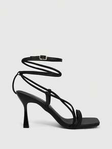 CUCCOO SZL Women's Fashionable Pointed Toe Thin High Heel Black Strap Sandals, Sexy For Party, Banquet, Date, Nightclub - Black - View 2