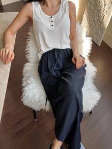 DAZY Women's Casual Tank Top And Pants Pajama Set, Summer - White - View 4