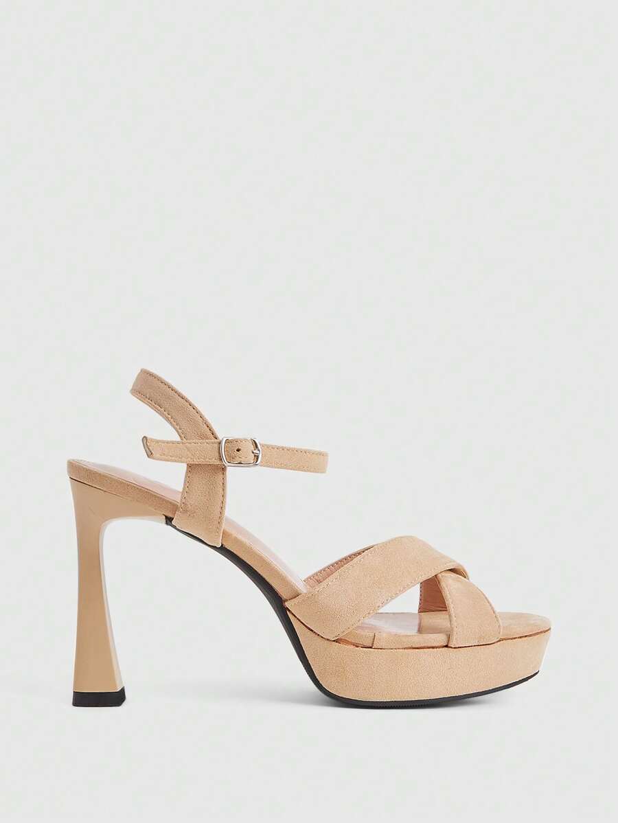 CUCCOO LuxiPop Giày sandal cao gót dành cho nữ - Màu be - Xem 1