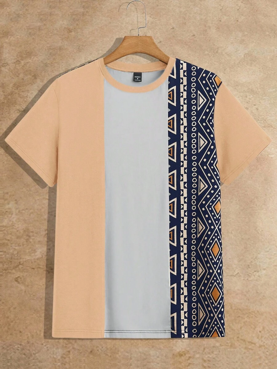 Manfinity VCAY 新款男士针织休闲撞色圆领短袖T恤