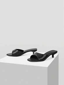 Mnmlis Women's Fashion Daily Wear Slip-On High Heel Sandals - Black - View 4