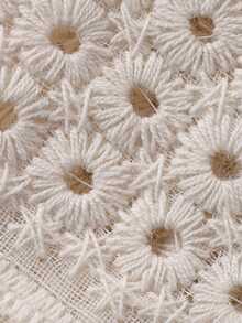 DAZY Tween Girl Floral Embroidery Round Neck Single-Breasted Lantern Sleeve Shirt And Wide Leg Pants Casual Outfit - Apricot - View 7