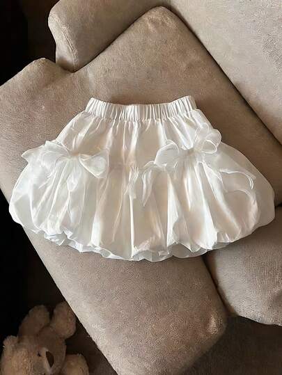 Resyla Designer-Inspired, Unique Style Flared Skirt, New Design With Bow Tie And Floral Details, Women's A-Line Skirt, Summer New Arrival, White Low-Waisted Mini Skirt, Summer Outfit, Women's Vacation Outfit.