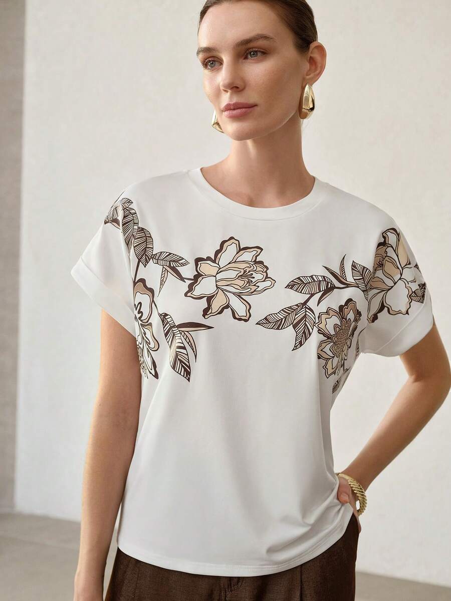 MOTF PREMIUM FLORAL PRINT SHORT SLEEVE T-SHIRT - Multicolor - View 1