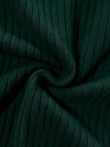 Franclia 女士法式V领针织连衣裙，收腰喇叭裙摆，优雅温柔，适合派对和约会。 - 墨綠色 - 查看 5