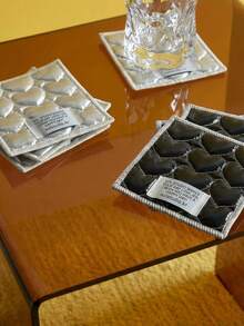 Joivida 1Pc/2pcs Black/White Ins Heart Quilted Metal Style Cotton Napkin Cover, Square Heat Insulating Pad, Photo Props For Table Decoration, Desktop Decor, Essential For Festive Gatherings, Suitable For Bars, Offices And Homes, All Occasions, Size 11.8 Cm X 11.8 Cm - Multicolor - View 3