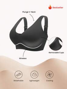 LUVLETTE 大码文胸和无钢圈文胸 - 黑色 - 查看 6