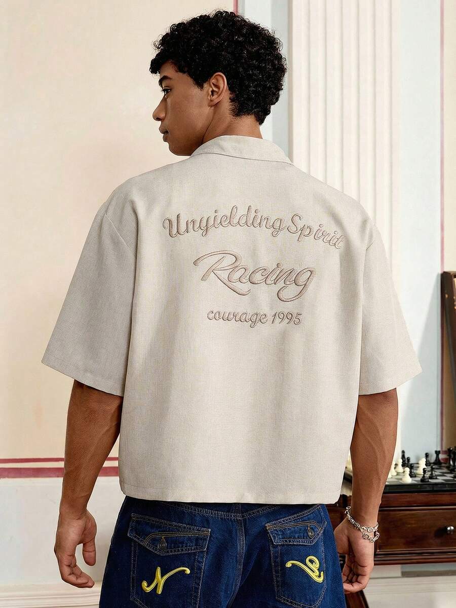 SWAVVY 男士休闲衬衫，校园风，时尚百搭，适合日常穿着、约会、家庭聚会、复古风等场合。 - 杏色 - 查看 1