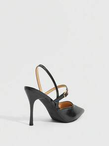 CUCCOO SZL Women's Pointed Toe Buckle Design Everyday Versatile Fashion High Heels - Black - View 9