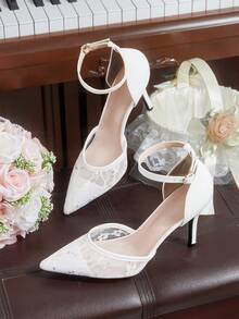 CUCCOO HITCHD Women Heeled Sandals Valentine's Day Elegant Shoes - White - View 3