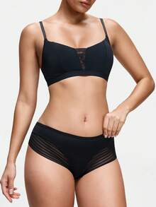 SHAPORA 1件装女士极简线条设计黑色内裤 - 黑色 - 查看 7