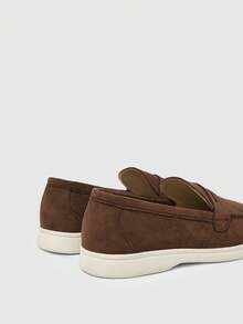 Sleekvia 2025新款套脚乐福鞋，舒适平底鞋，英伦风麂皮内衬女鞋 - 棕色 - 查看 9