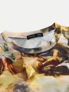 FeverCity 男士休闲印花长袖T恤 - 橘色 - 查看 4