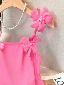 Franclia Women's Black 3D Floral Casual Vacation Mini Dress, Spring - Baby Pink - View 7