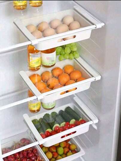 1Pc/2Pcs RV Kitchen Hanging Organizer, Refrigerator Egg Fruit Storage Box Drawer Type Food Crisper Box Kitchen Accessories Refrigerator Organizer Shelf