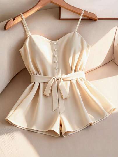 GlowEve CURVE Plus Size Women's Solid Apricot Color Loose Jumpsuit, Spring/Summer Resort