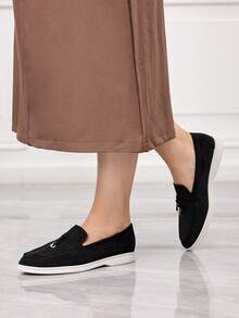 Sleekvia Zapatos planos versátiles y casuales de punta fina para mujer para Navidad - Negro 1 - Ver 3