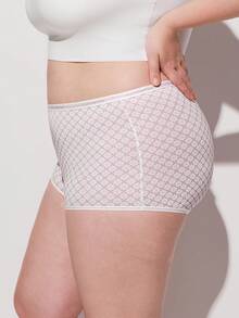 LUVLETTE Plus 3-Pack Soft Cotton High-Waist Boyshorts Women Underwear Panty Set - Multicolor - View 4