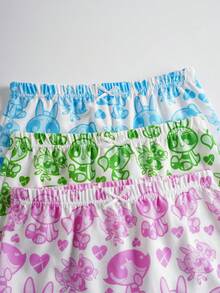 THE POWERPUFF GIRLS X SHEIN 少女花朵、泡泡、毛茛图案吊带背心和短裤内衣套装 - 白色 - 查看 9