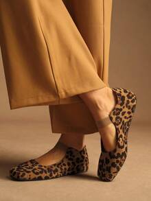 Rosivie Tacones altos de moda y versátiles con estampado de leopardo para uso diario - Marrón - Ver 4