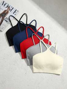 SHEIN Core Rhythm Women Solid Color Sports Camisole, & Versatile For Chinese New Year - Red - View 3