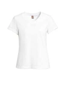 Dazy-Less Solid Color V-Neck Short Sleeve Casual T-Shirt Old Money Style Summer Business Casual Woman Work Clothes - White - View 8