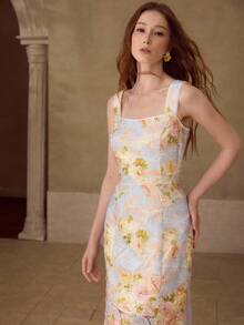 MOTF PREMIUM WOMEN'S EVERYDAY & DATE MIDI DRESS WITH WATER-SOLUBLE FLORAL PRINT, SPRING/SUMMER - Multicolor - View 5