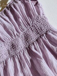 Modelyn Women's Casual Knotted Sweetheart Neck Ruffle Hem Blouse, Summer - Mauve Purple - View 3