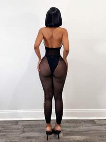 BamGleam Women's Sexy Backless Hollow Out Jumpsuit, Beach Vacation Style - Black - View 2