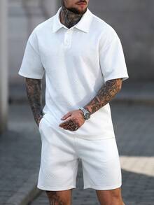 Manfinity CasualCool 男士纹理休闲短袖 Polo 衫套装 男士休闲两件套 白色两件套短裤套装 白色两件套 白色 Polo 短裤套装 男士夏季两件套短裤套装，适合周末旅行、户外活动、探险旅行、轻松的工作环境或半正式场合，可作为男友/丈夫礼物、周年纪念/生日礼物、派对、暑假、新年、婚礼、情人节等场合穿着。男士白色两件套裤装 男士夏季运动服两件套 白色 - 白色 - 查看 4