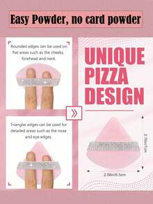 Diamond-Studded Triangular Powder Blotting Soft Crystal Velvet Setting Powder Puff Makeup Powder Blotting Sponge Beauty Fan-Shaped Sponge Tool - Pink - View 6