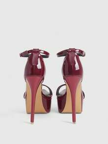 CUCCOO LuxiPop Women's Platform Buckle Design Fashionable And Elegant Party Occasion High-Heeled Sandals, Nightclub Party Style, Suitable For Spring And Summer, Vacation Season, Nightclub Party Style, Suitable For Spring And Summer, Vacation Wear, Travel Essential, 2000's Style - Burgundy - View 5