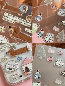 Joivida 1张防水雪人和小狗贴纸 - 可爱卡通贴纸，适用于日记本、笔记本、笔记本电脑、汽车保险杠、滑板、水瓶、手机和头盔 - 彩色 - 查看 3