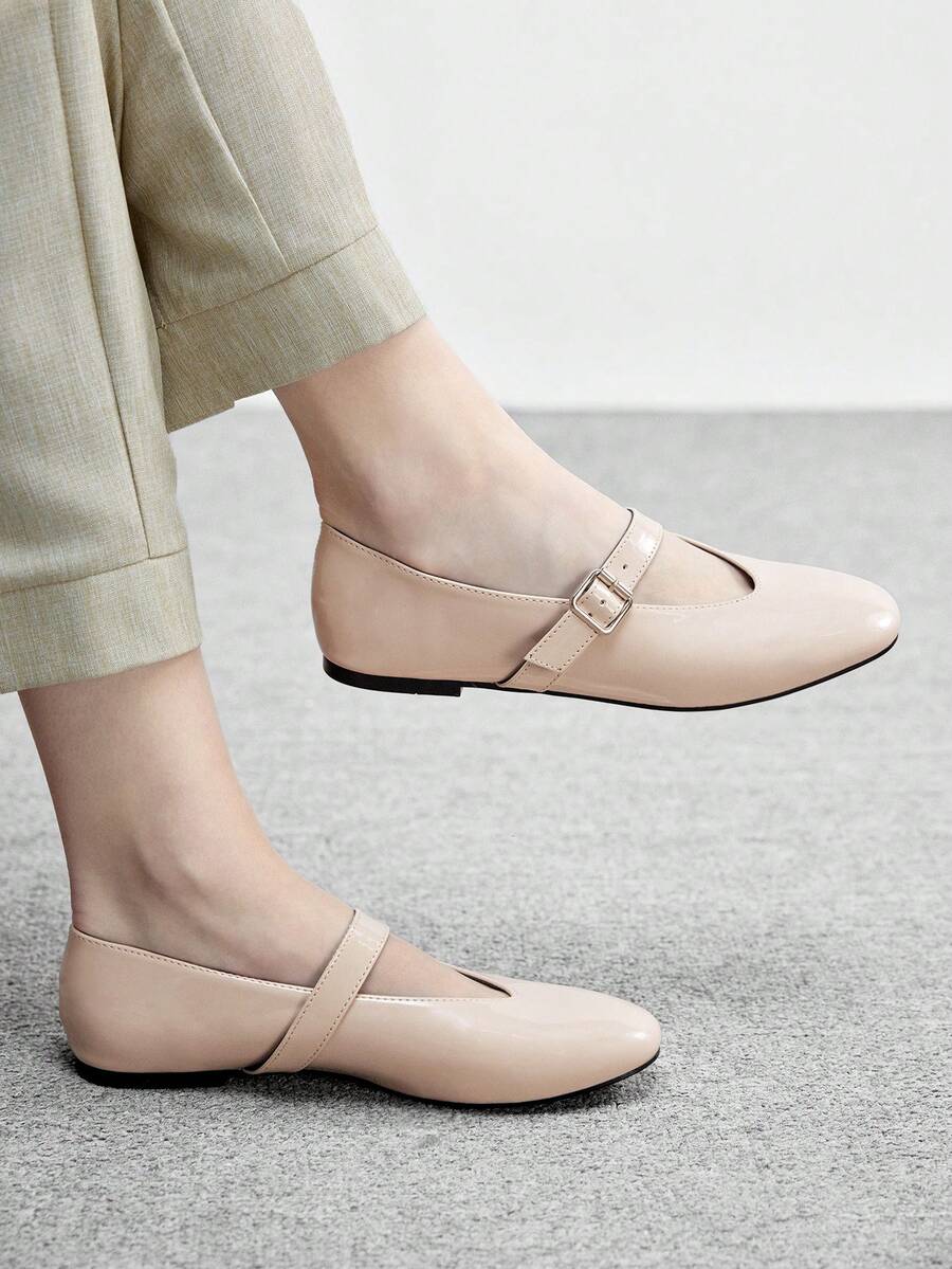 CUCCOO BIZCHIC Women's Fashion Commuter Versatile Casual Mary Jane Flat Shoes For Christmas - Light apricot - View 1