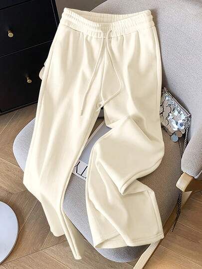 GlowEve 女士纯色抽绳腰阔腿宽松休闲裤