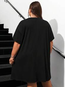 SHEIN CURVE+ 夏季大码心形印花针织弹力 A 字连衣裙