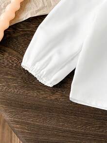 SHEIN Baby Girl Embroidered Peter Pan Collar Long Sleeve Cute Top - White - View 4