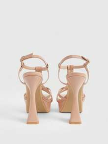 CUCCOO LuxiPop Damen Schuhe Sommer Neu Multi-Streifen Kreuz T-Riemen Design Quadratische Zehenkappe Weinglas Absatz High Heel Sandalen Sexy Eleganz Temperament Mode Leder Damen High Heel Plateau Sattelgurt Sandalen Offene Zehen Schuhe Abendschuhe Dating Party Dinner Party Sexy Nachtclub Stil Laufsteg Sexy Tragen - Lack khaki - Übersicht 5