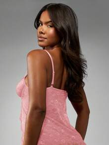 MISSGUIDED Lace Babydoll Lingerie Set With Matching Thong Intimate Sleepwear For Women - Baby Pink - View 2