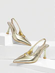 CUCCOO SZL Women's High Heel Pumps, Office/Commute High Heel Pumps, Fashionable High Heel Pumps - Light gold - View 4