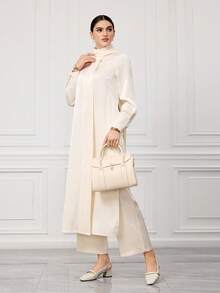 Sleekvia 新款方头粗跟无后跟绑带舒适防滑时尚百搭女式高跟鞋，春秋季 - 米色 - 查看 6