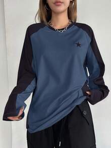 DAZY Women Color Block Raglan Long Sleeve T-Shirt For Everyday Wear,Fall Clothes - Multicolor - View 3