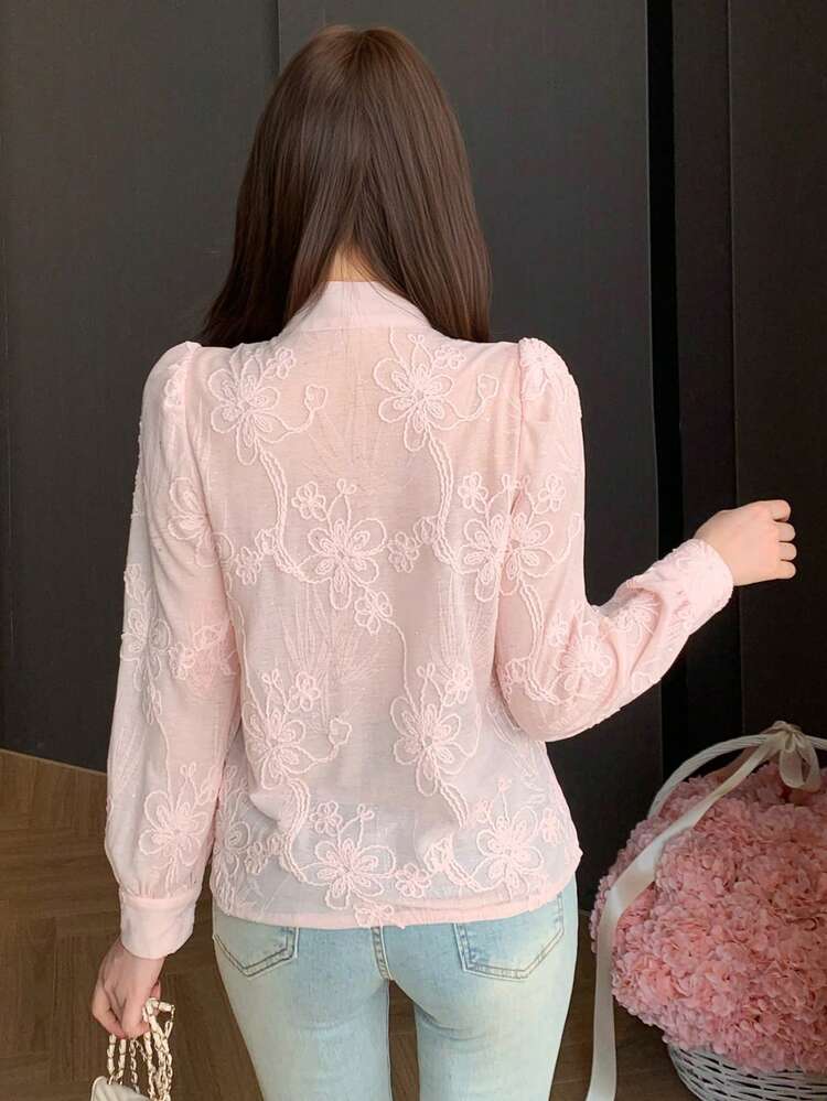 Loose Casual Bow Tie Blouse For Women, Suitable For Spring & Summer