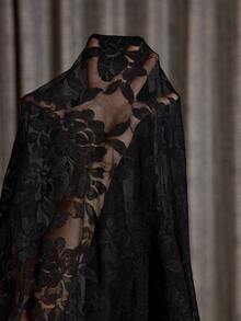 SilkySpell Plus Size Elegant Black Lace Sheer Robe, Versatile Outerwear Lace Robe Sexy Lingerie With Robe Black Robe Mesh Robe - Black - View 8