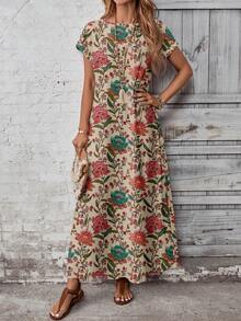 EMERY ROSE Casual Versatile Patterned Summer Dress For Women - Multicolor - View 4