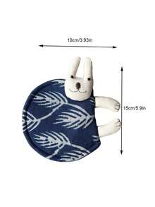 Joivida 1pc Hand-Dyed Kitten And Rabbit Coasters, Hand-Dyed Plant Blue-Dyed Fabric Coasters, Dry Tea Tray Coasters, Tea Ceremony Gongfu Tea Set Accessories - Multicolor - View 10